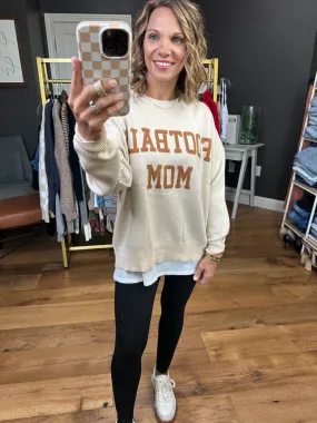 Football Mom Graphic Crewneck Sweatshirt - Cream/Light Brown