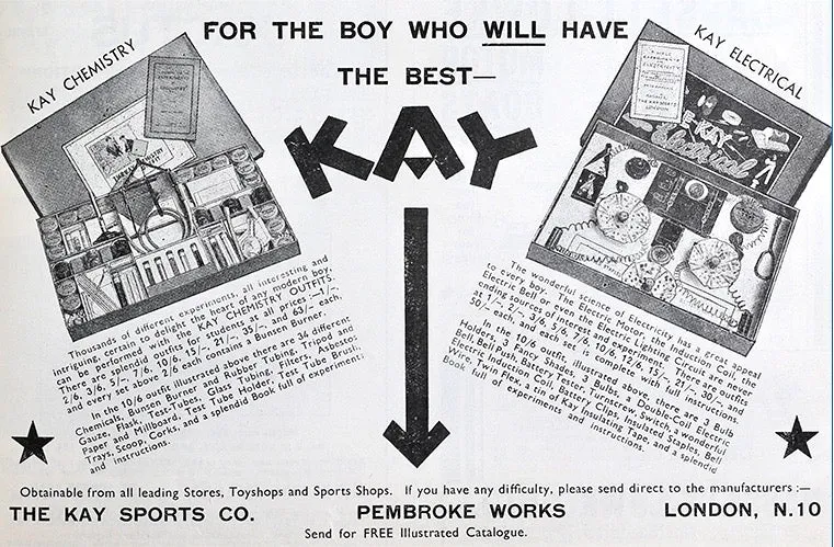 1920s The Kay Electrical Outfit Electronics Toy With Electric Motor / Induction Coil and Leads / Bulbs