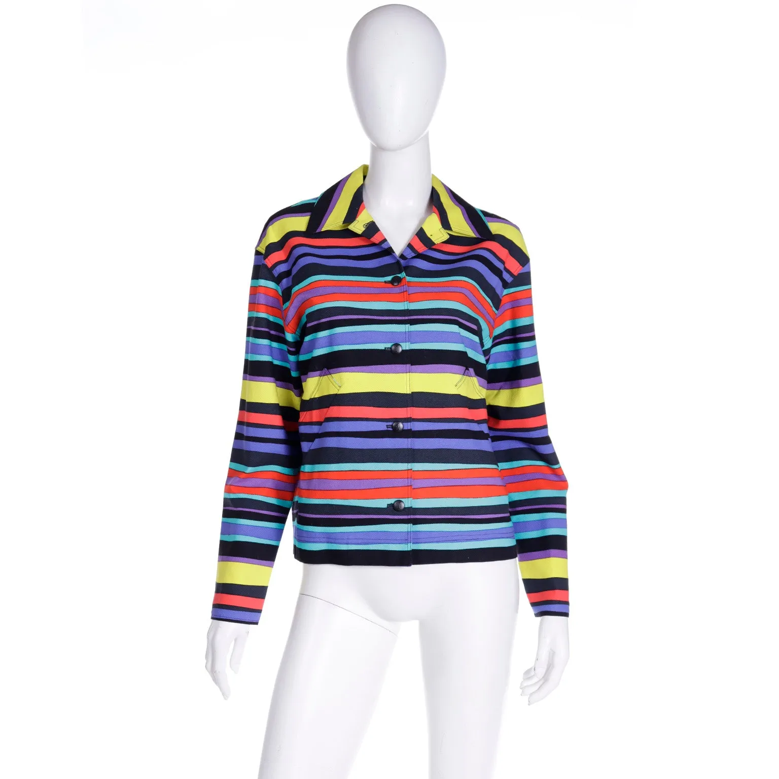 1993 Isaac Mizrahi Gene Meyer Collaboration Cropped Striped Jacket