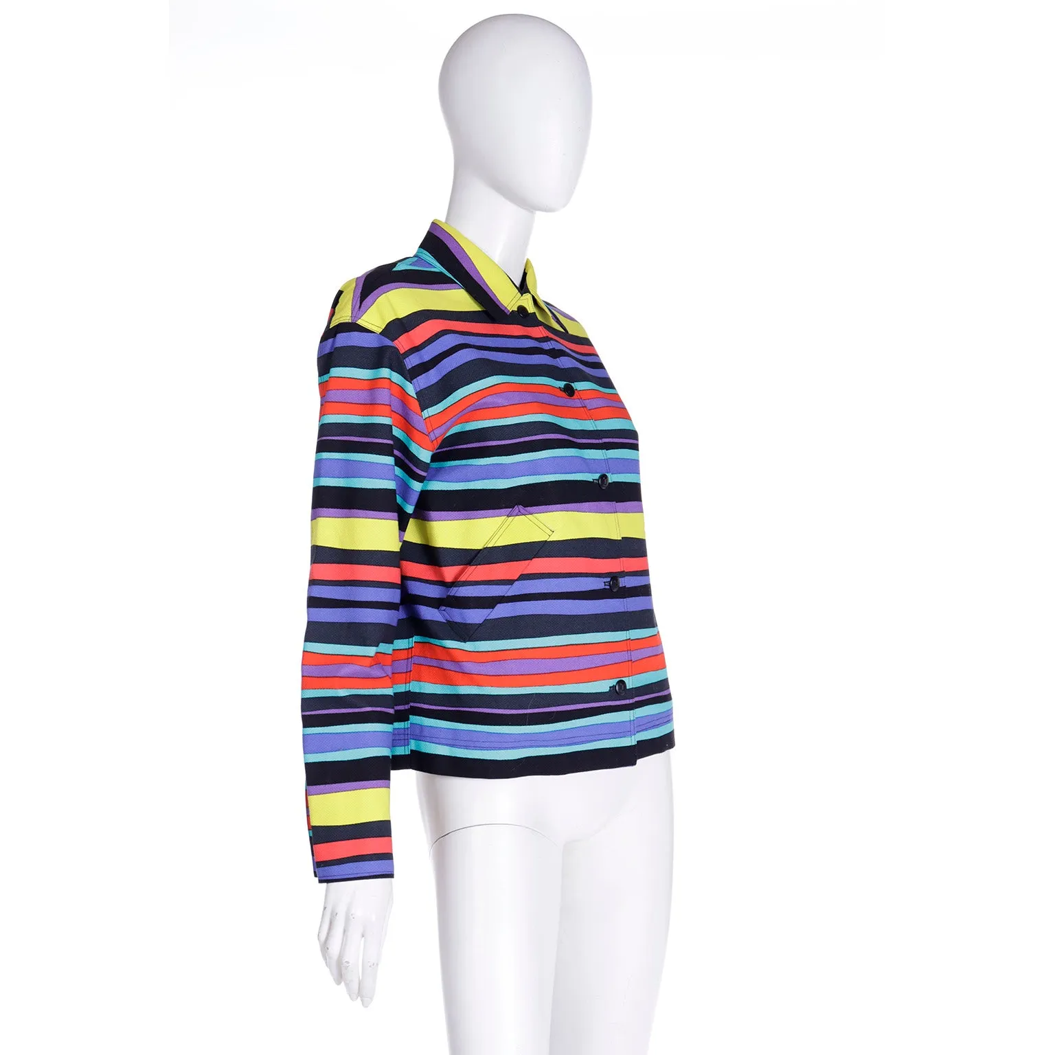 1993 Isaac Mizrahi Gene Meyer Collaboration Cropped Striped Jacket