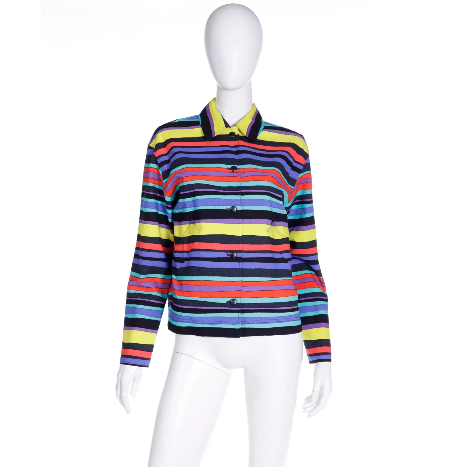 1993 Isaac Mizrahi Gene Meyer Collaboration Cropped Striped Jacket