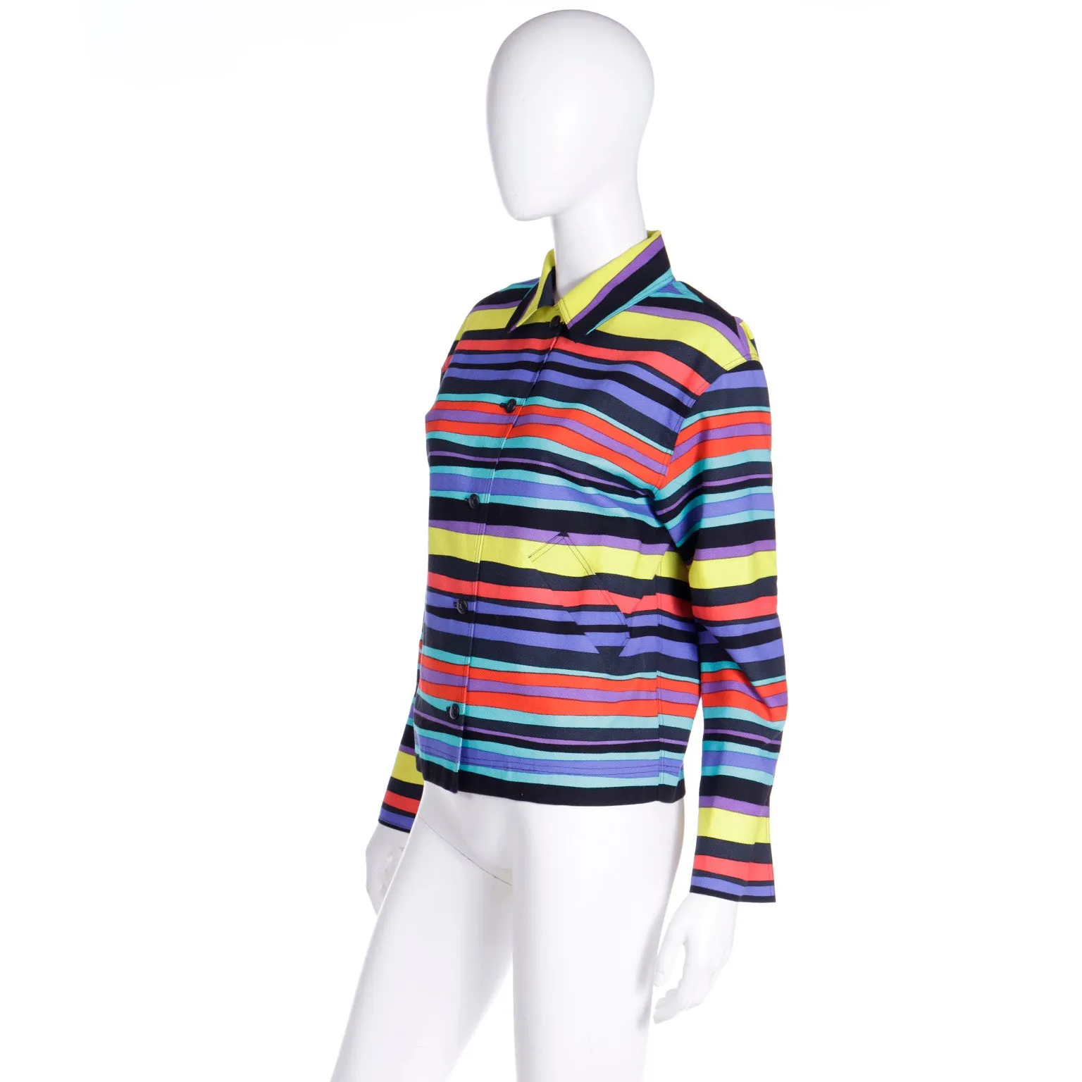 1993 Isaac Mizrahi Gene Meyer Collaboration Cropped Striped Jacket