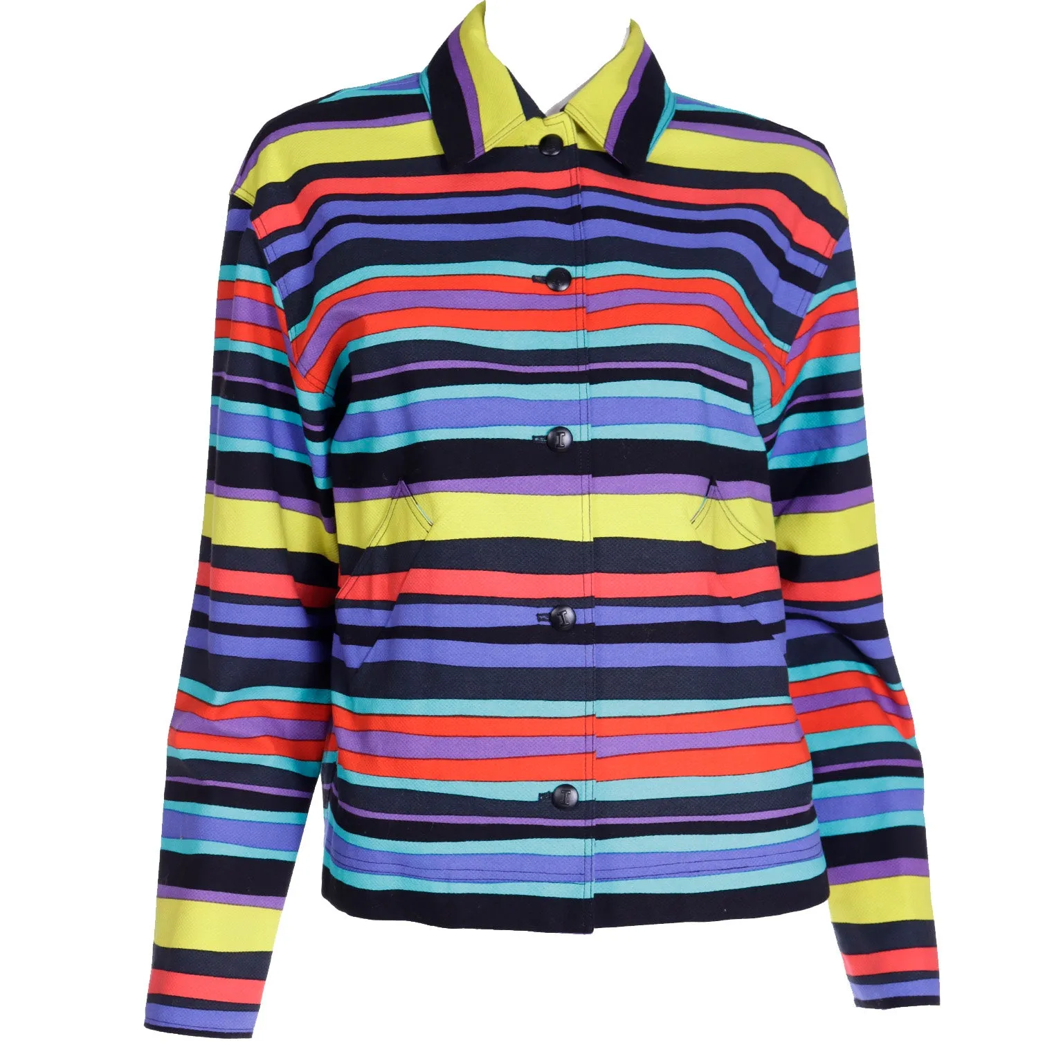 1993 Isaac Mizrahi Gene Meyer Collaboration Cropped Striped Jacket