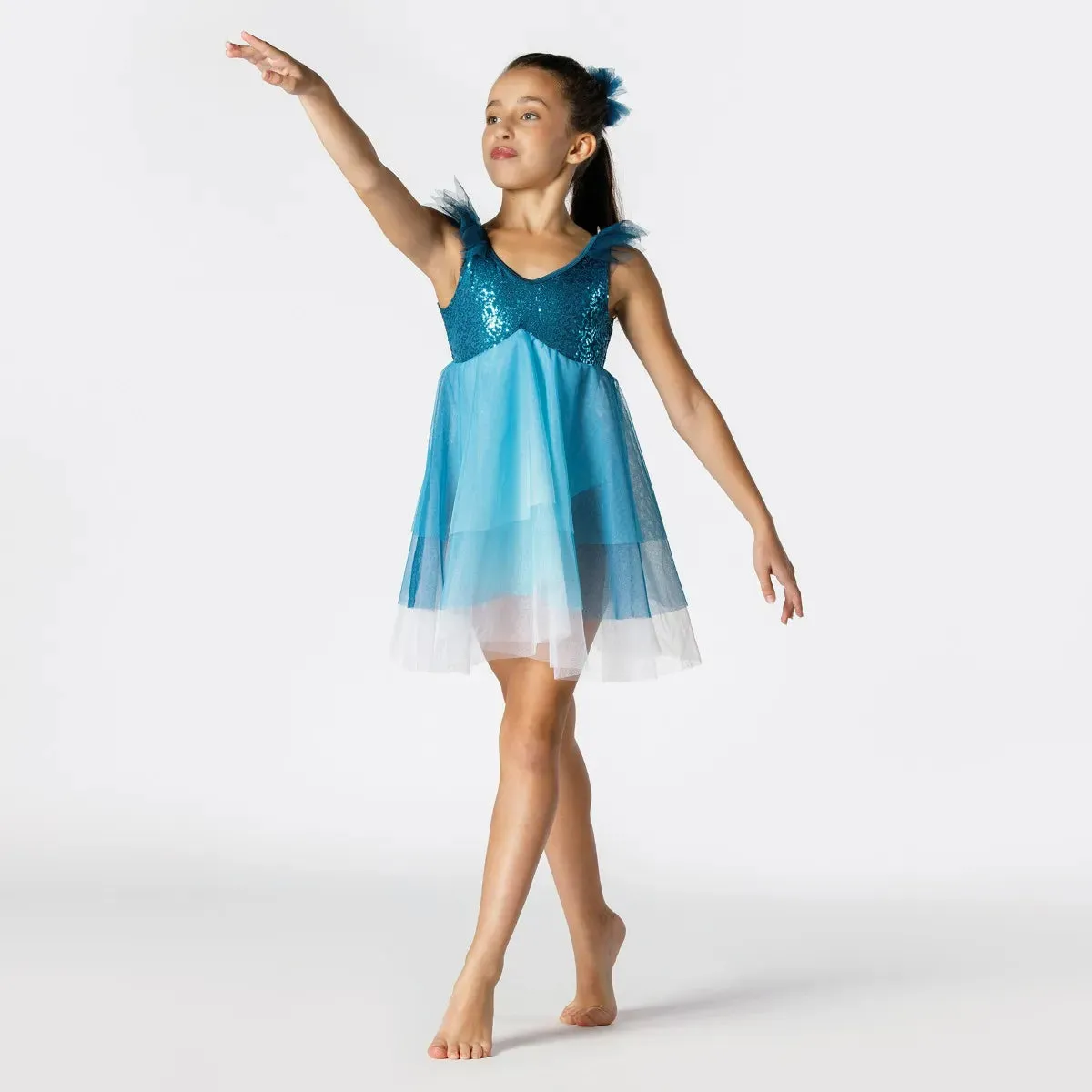 1st Position Sequinned Ombré Frill Dress