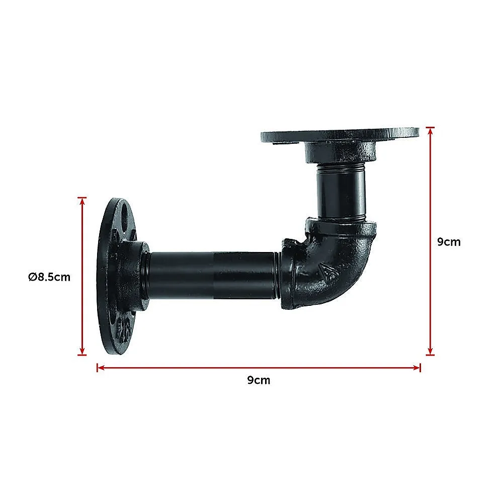 2 Black Pipe Bracket Floating Shelves, Heavy-Duty Iron