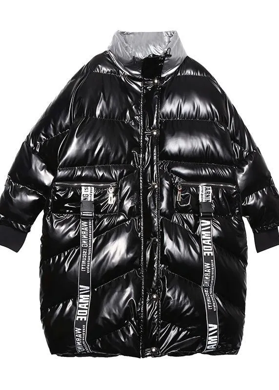 2019 plus size down jacket high neck winter coats black patchwork women parka