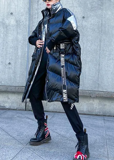 2019 plus size down jacket high neck winter coats black patchwork women parka