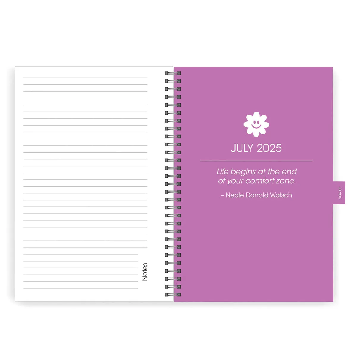 2025 A5 Diary - Daily Planner - Happy Flowers - Imitation Leather Wirebound