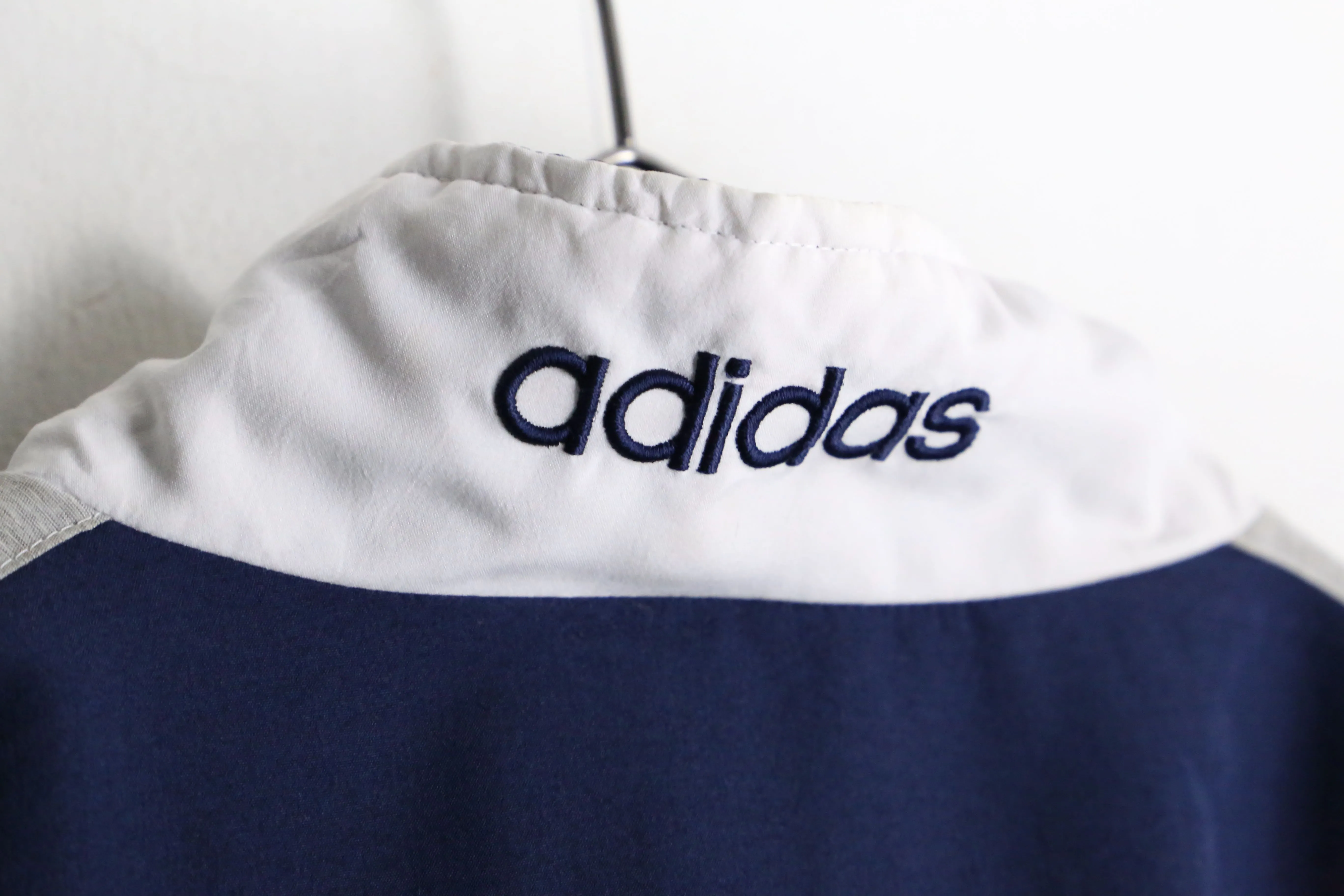 90's "adidas" navy × gray nylon track jacket