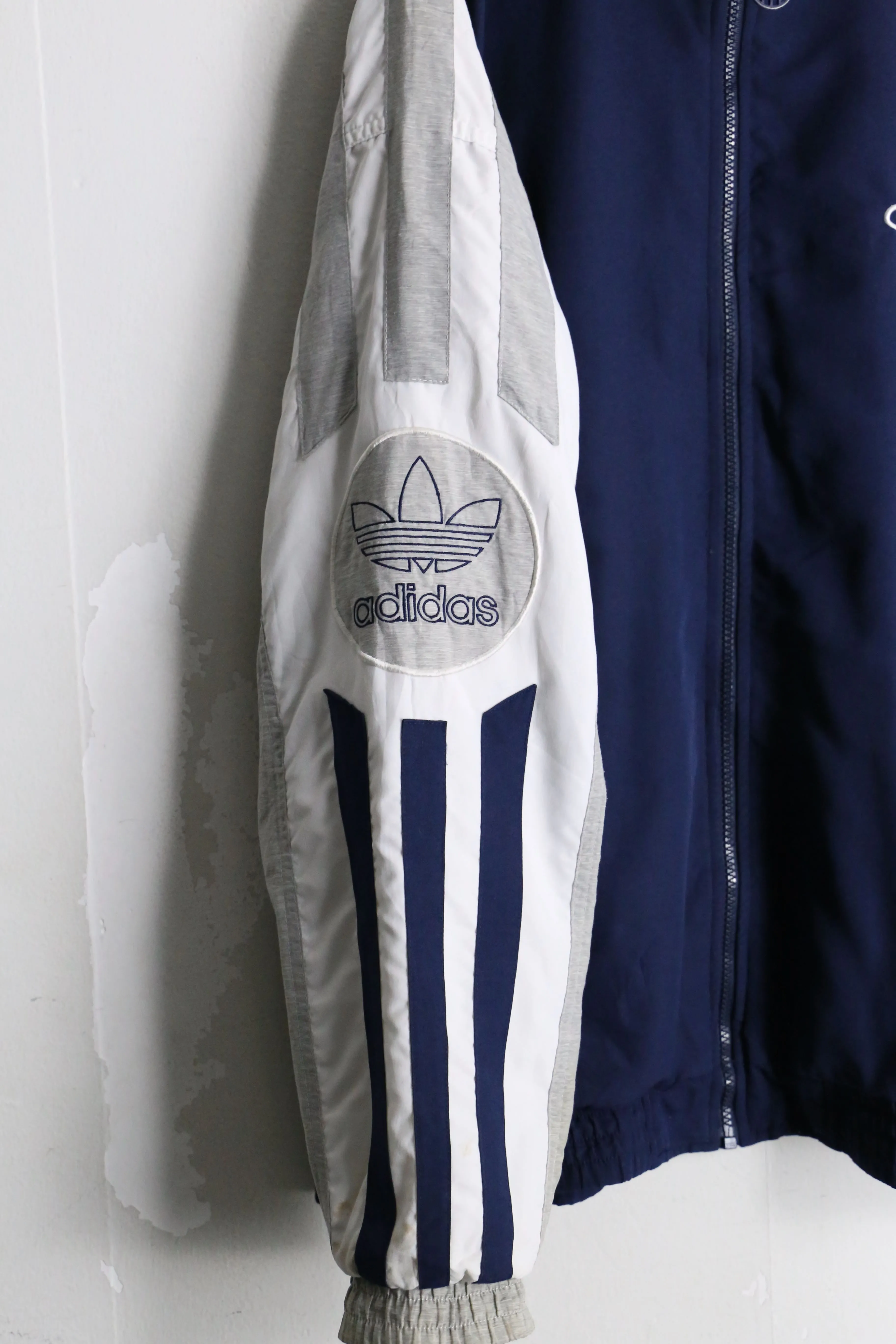 90's "adidas" navy × gray nylon track jacket