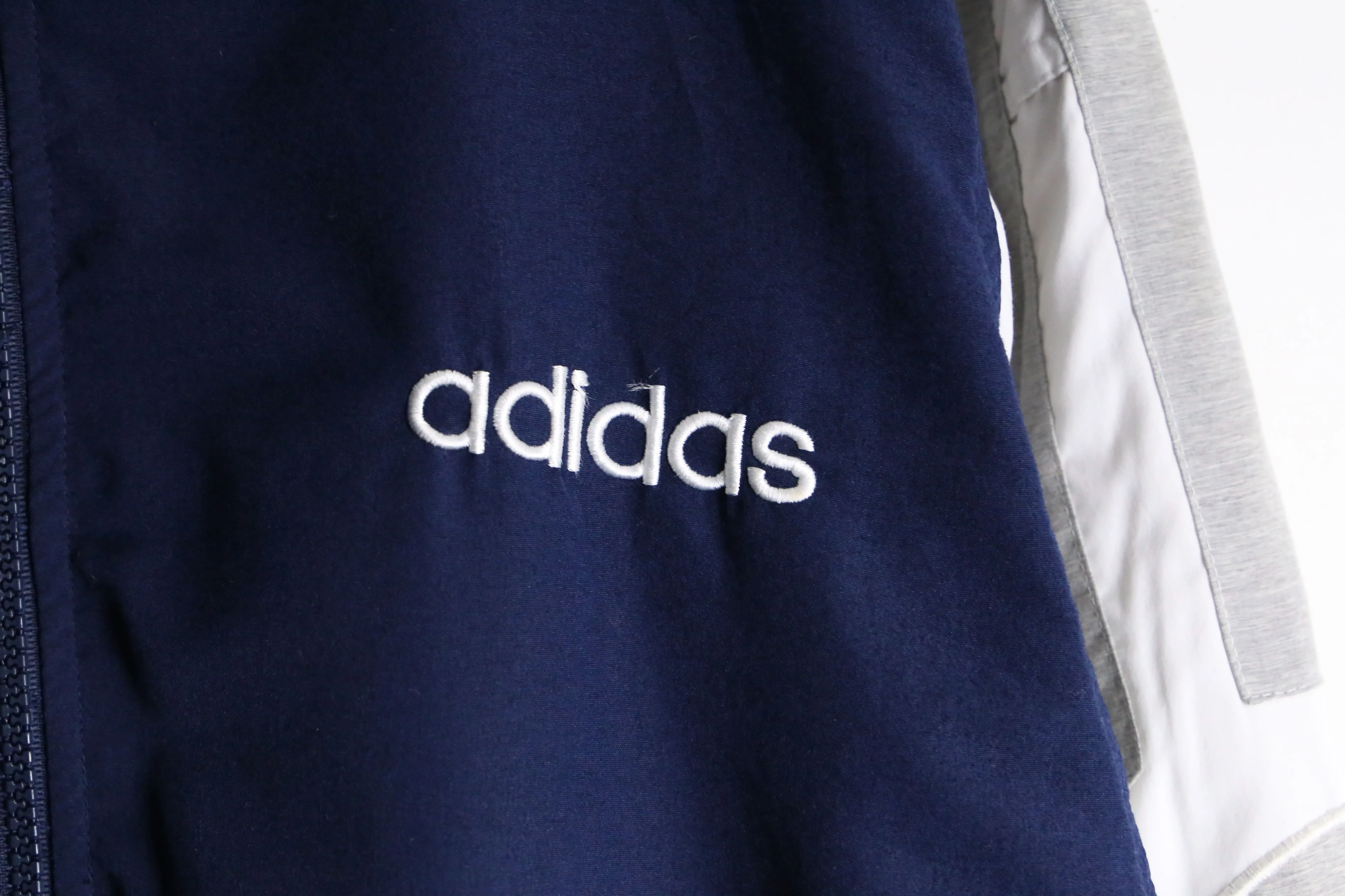 90's "adidas" navy × gray nylon track jacket