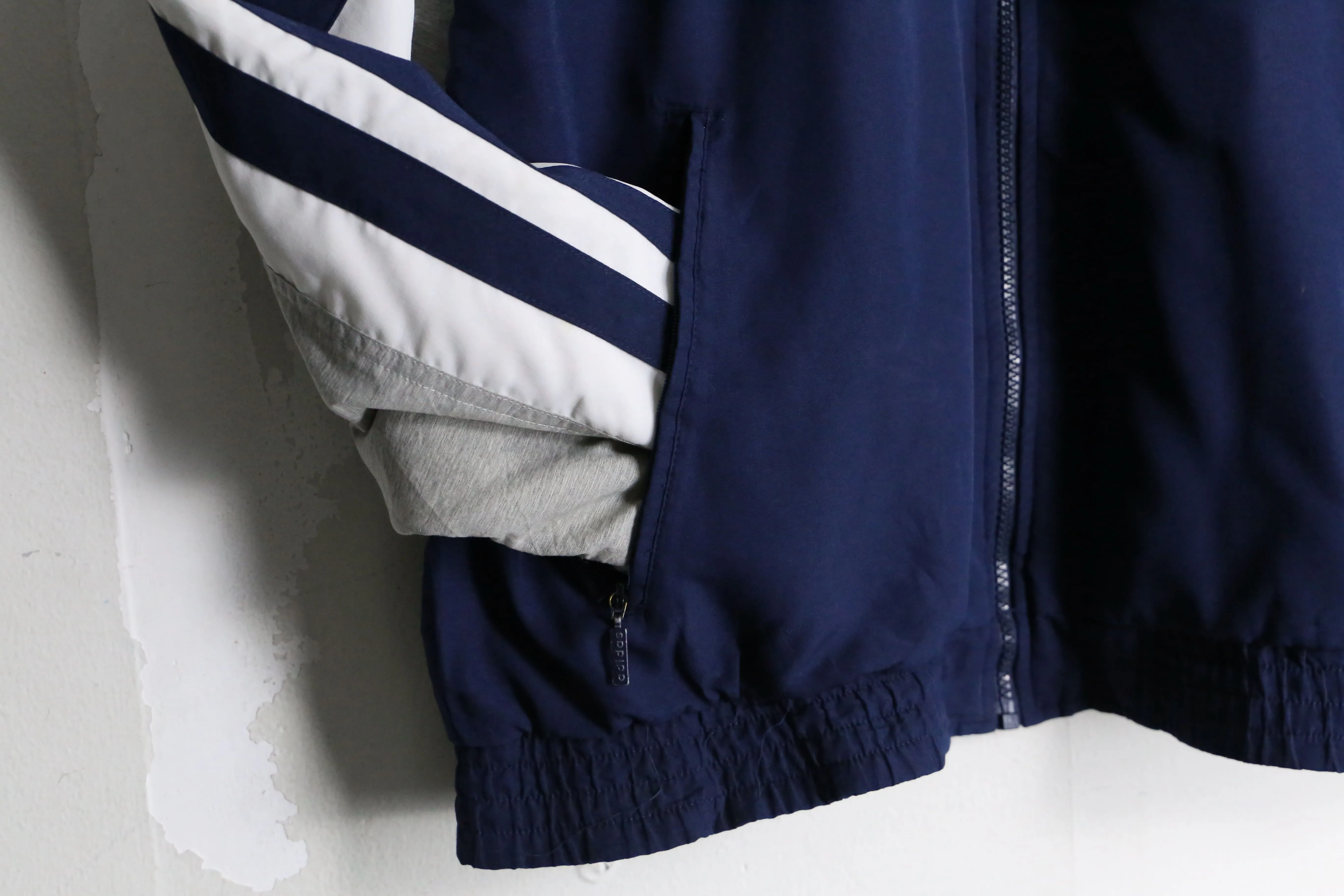 90's "adidas" navy × gray nylon track jacket