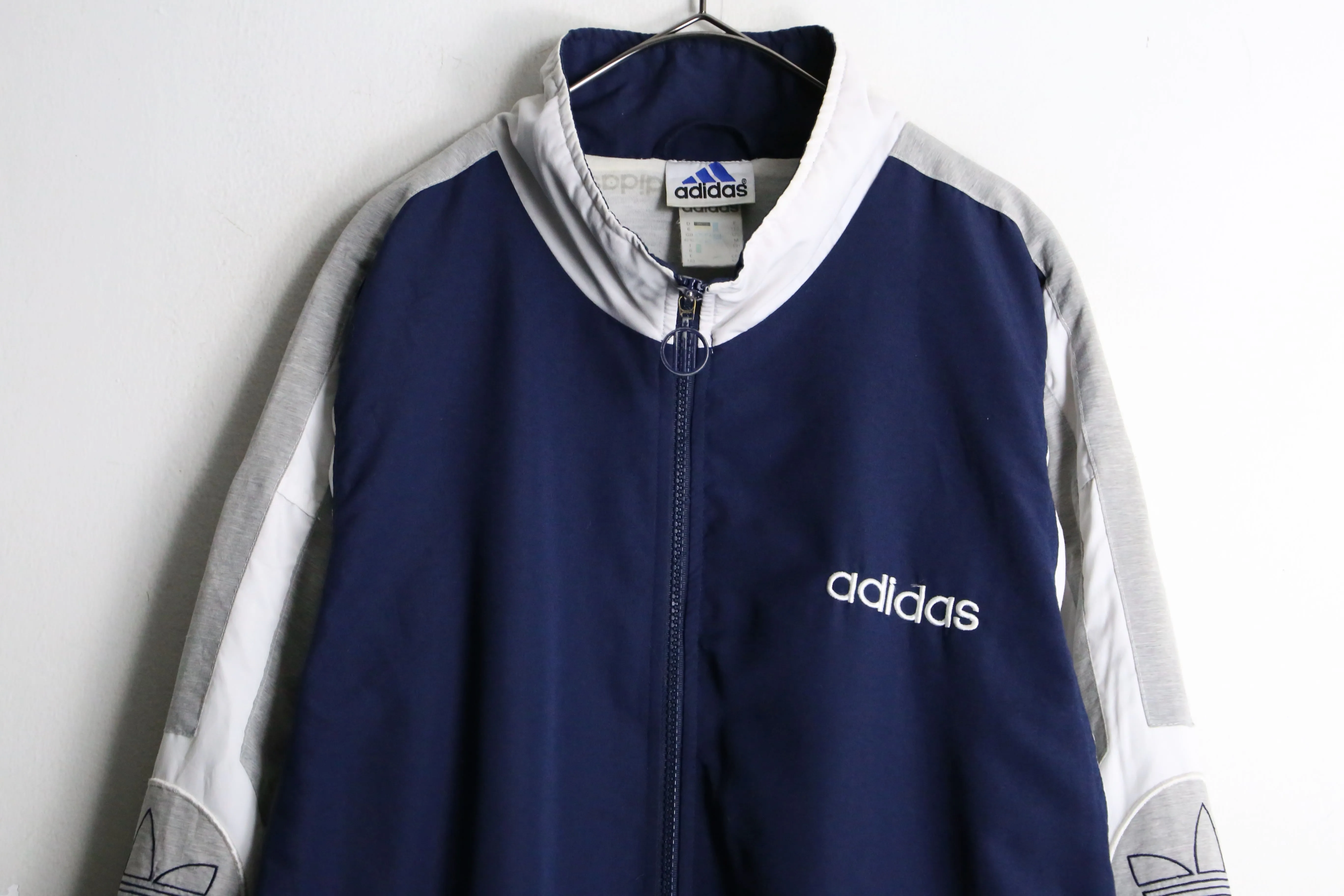 90's "adidas" navy × gray nylon track jacket