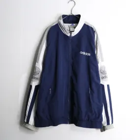 90's "adidas" navy × gray nylon track jacket