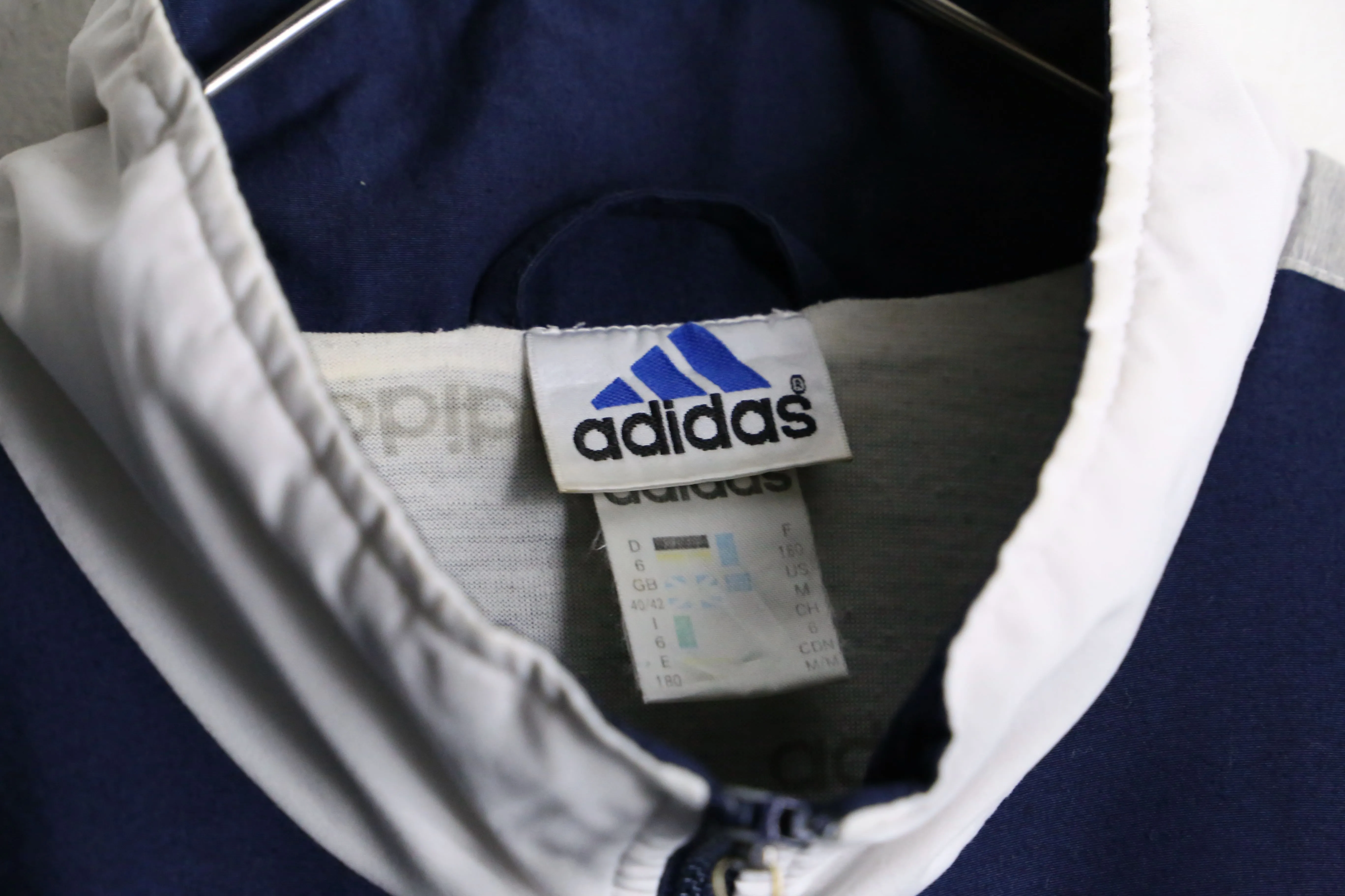 90's "adidas" navy × gray nylon track jacket