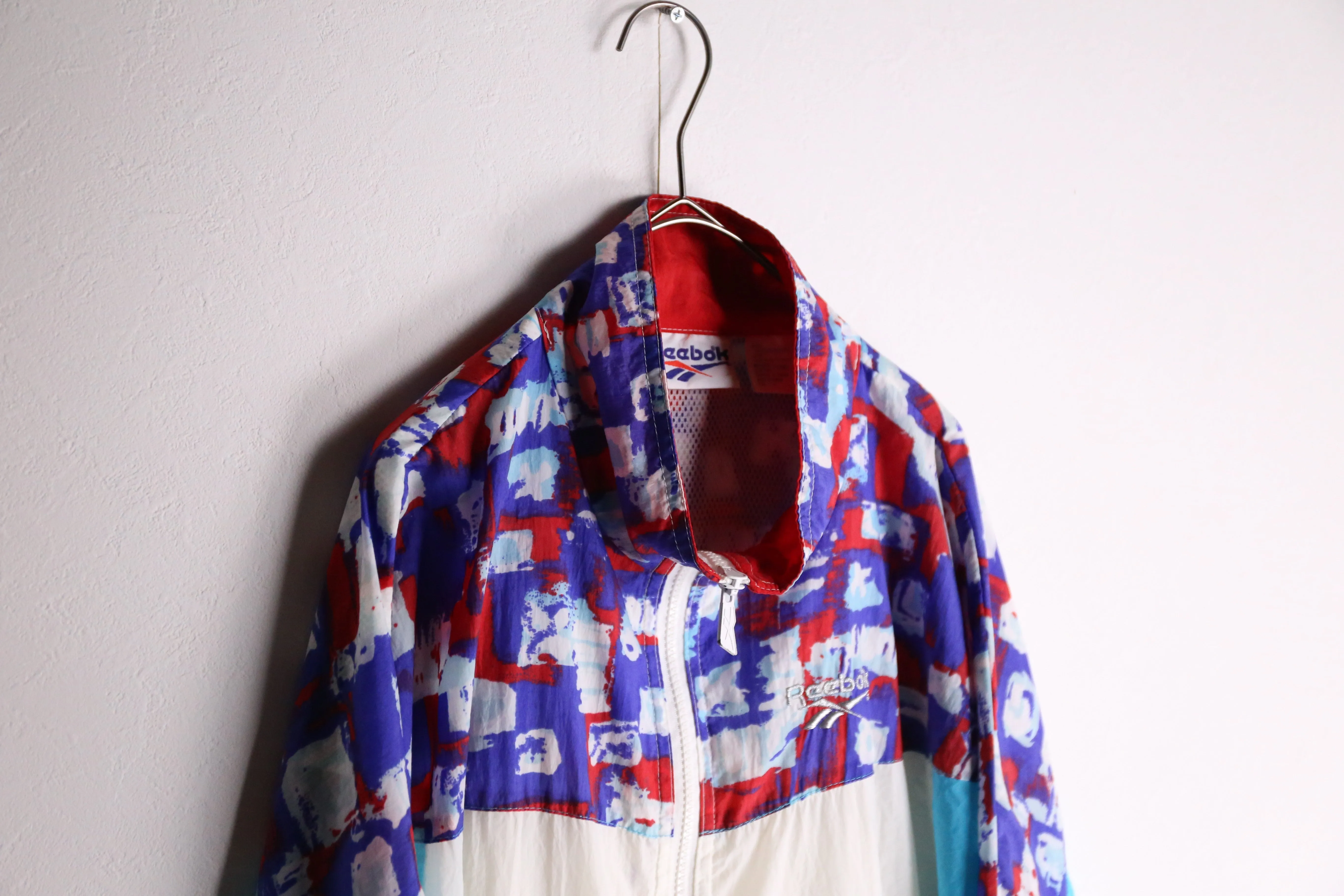 90's "Reebok" multicolored switching nylon track jacket