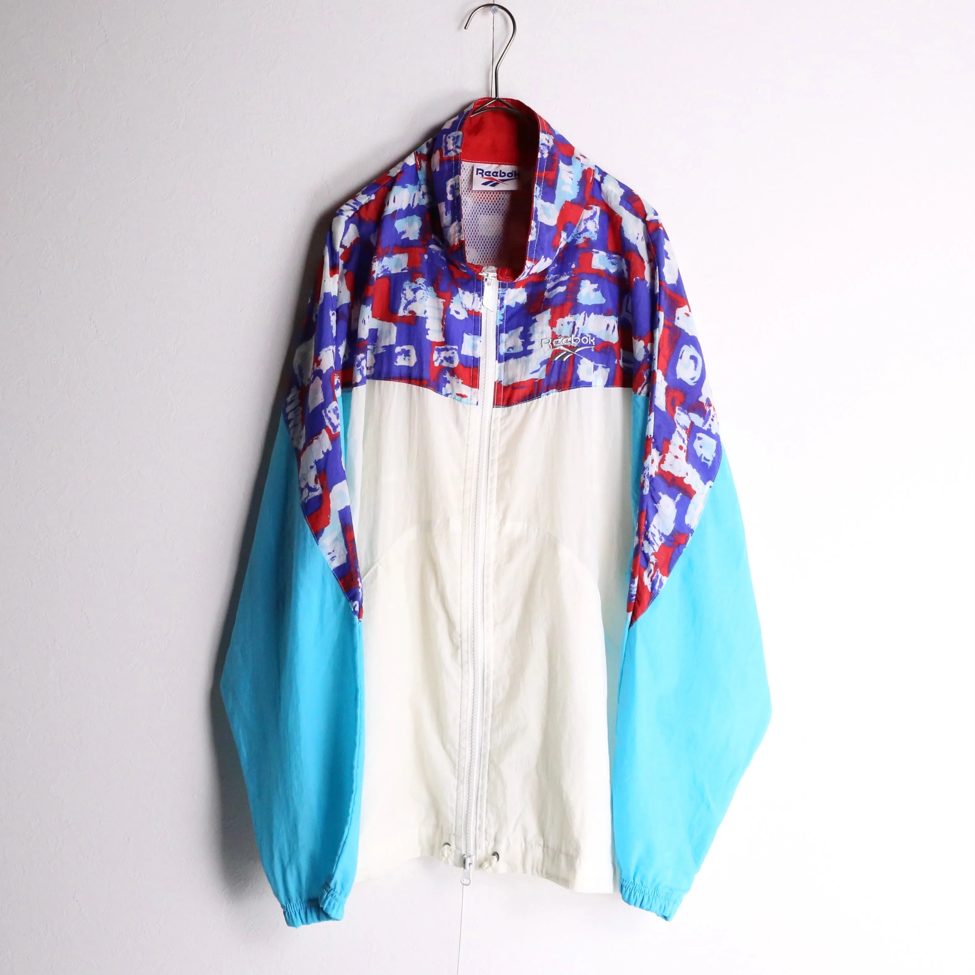 90's "Reebok" multicolored switching nylon track jacket