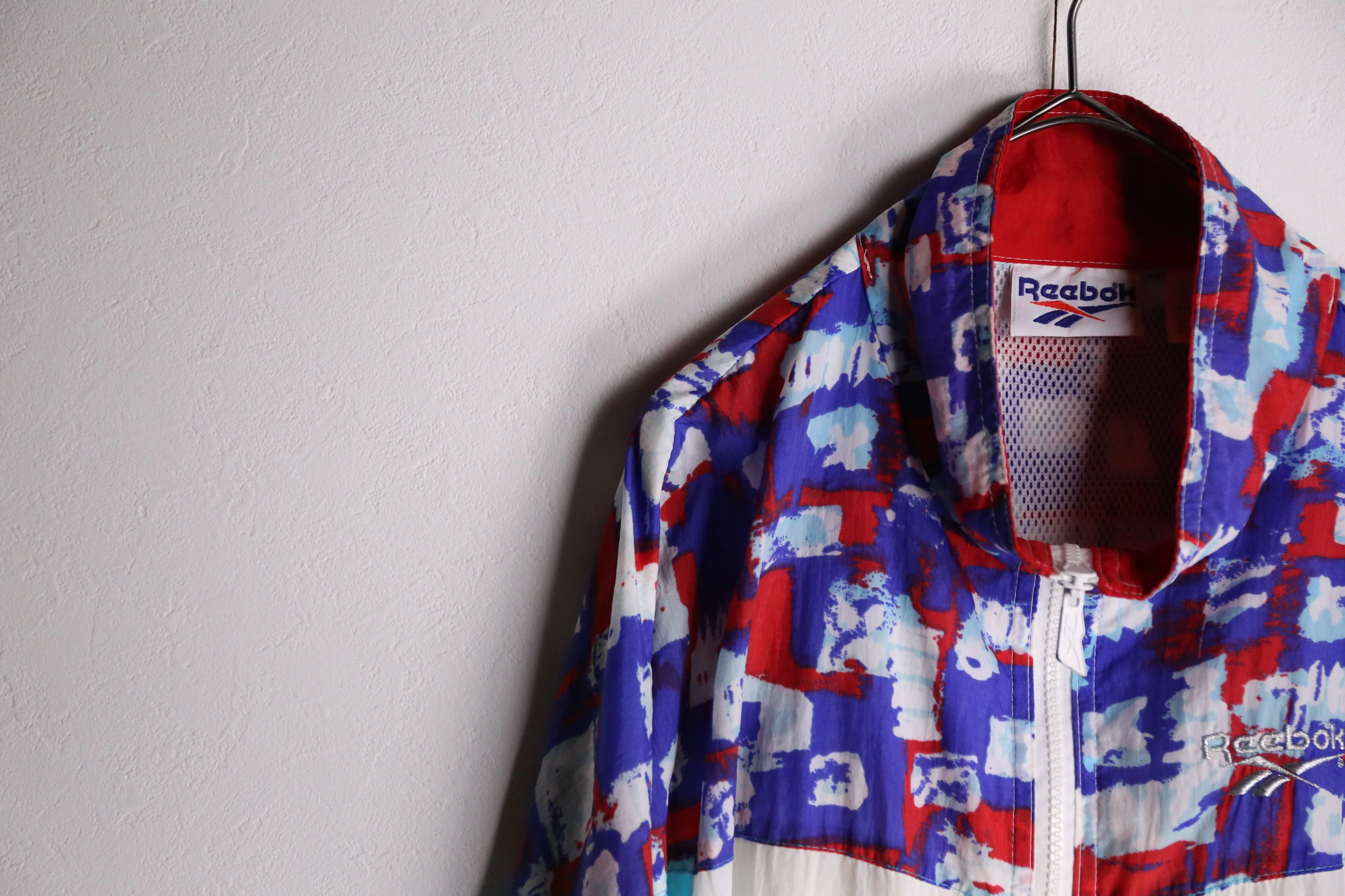 90's "Reebok" multicolored switching nylon track jacket