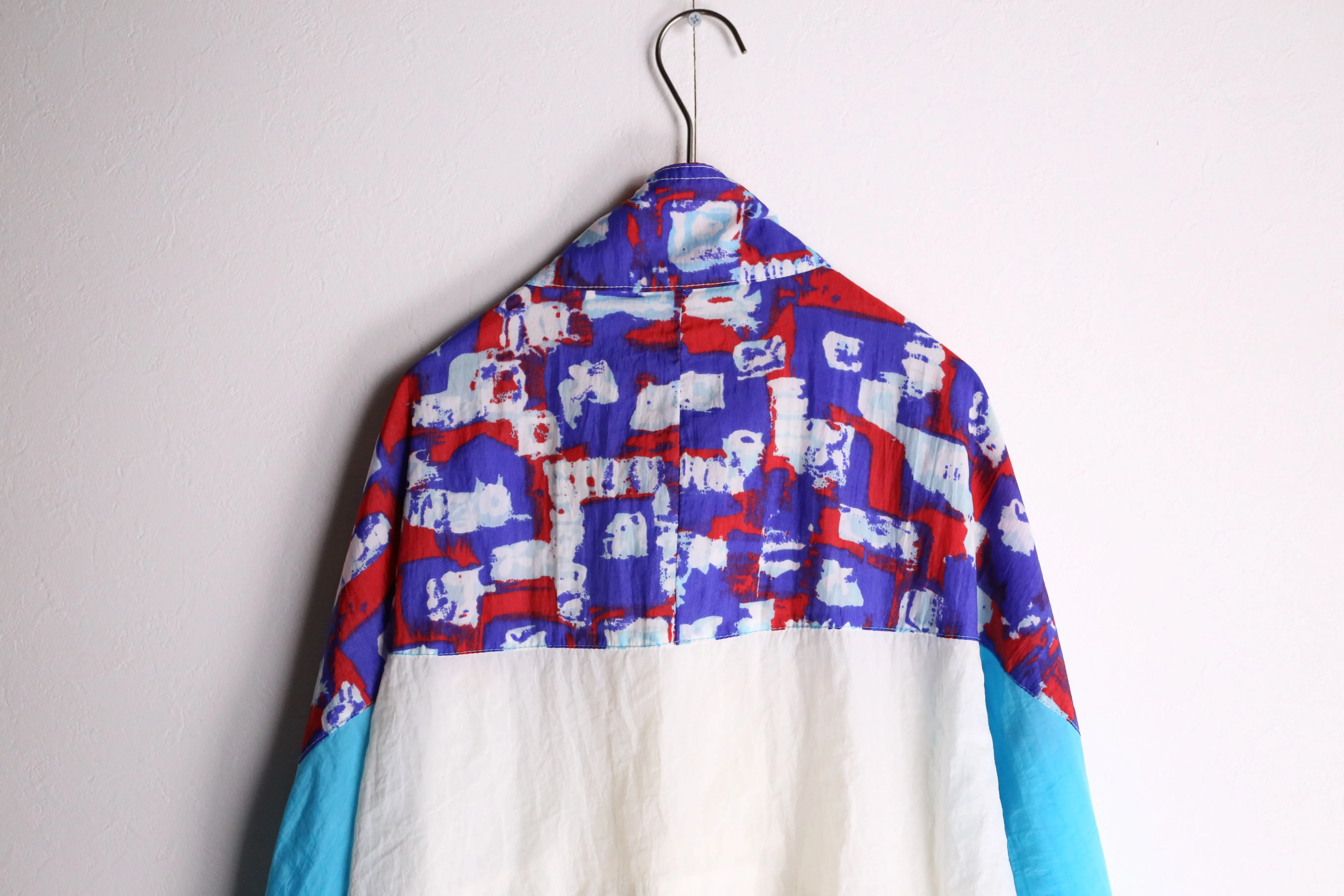 90's "Reebok" multicolored switching nylon track jacket