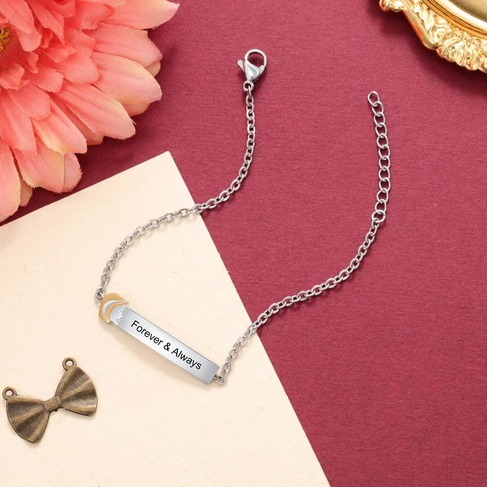 925 Sterling Silver Big Sister Tag  - Chain Bracelet with Custom Name Engraved - Fashion Jewellery for Women