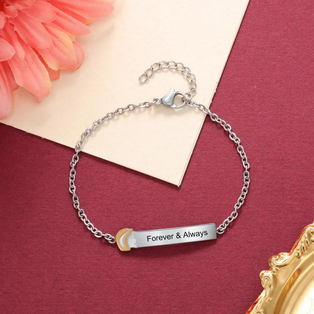 925 Sterling Silver Big Sister Tag  - Chain Bracelet with Custom Name Engraved - Fashion Jewellery for Women