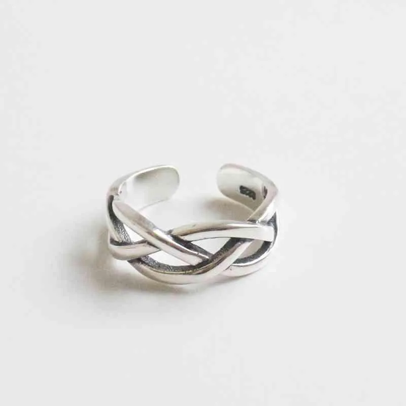 925 Sterling Silver Open Cuff Adjustable Wave Shape Rings