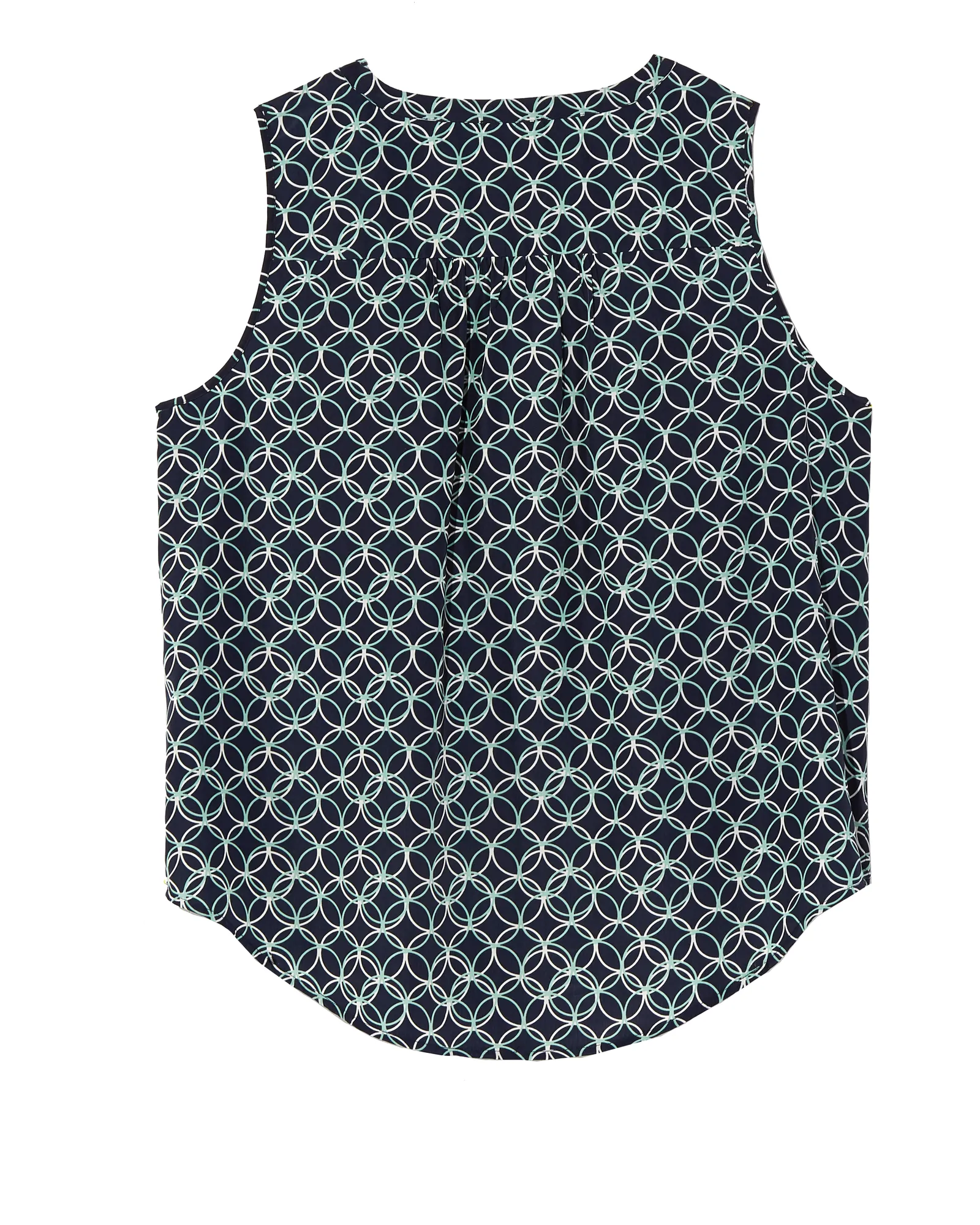 Alysson Shirred Sleeveless Blouse | Navy / Light Blue