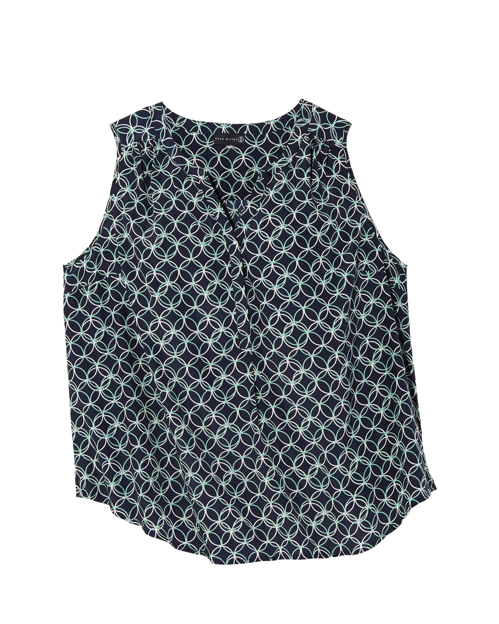 Alysson Shirred Sleeveless Blouse | Navy / Light Blue