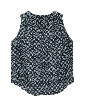 Alysson Shirred Sleeveless Blouse | Navy / Light Blue