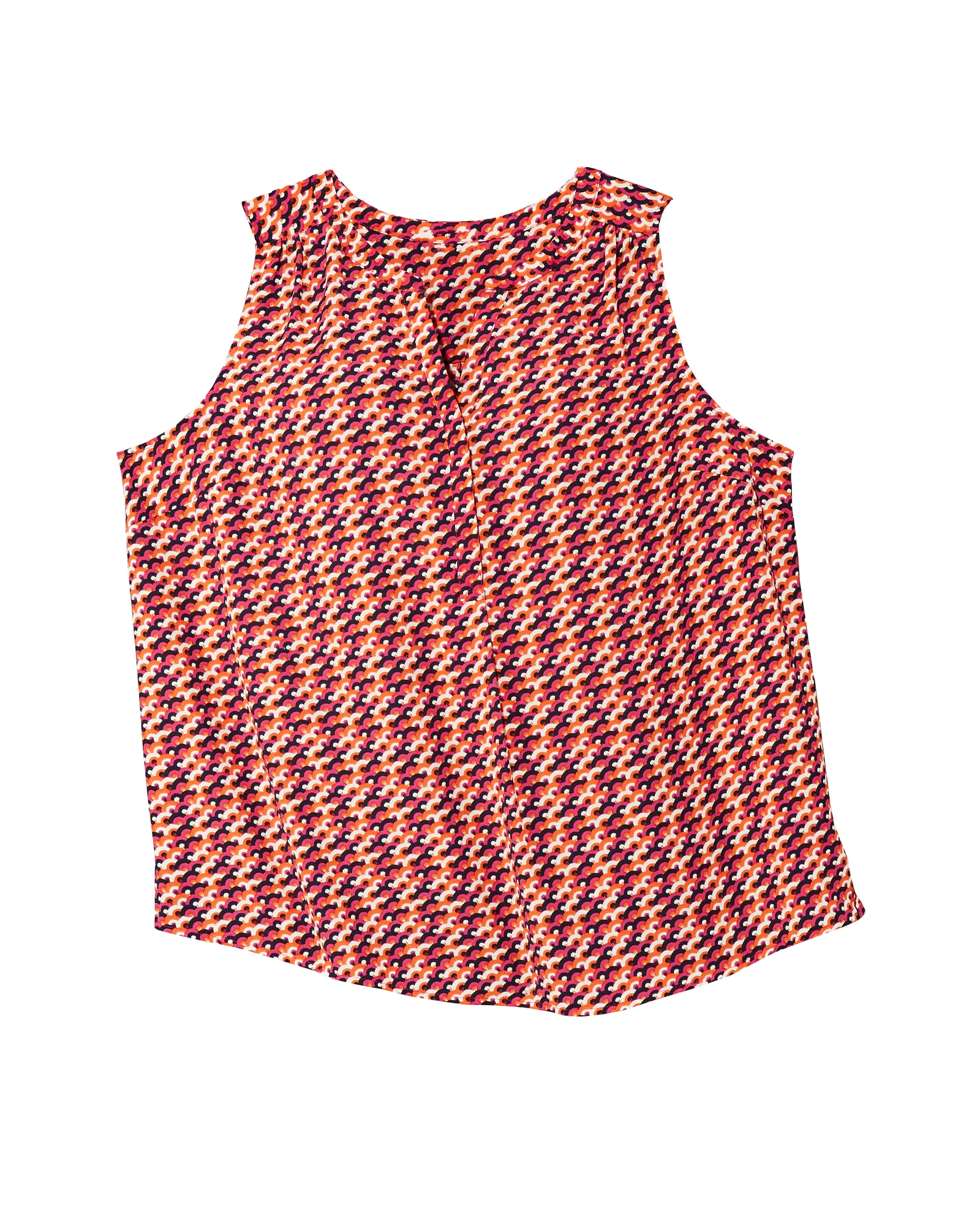 Alysson Shirred Sleeveless Blouse | Orange / Pink