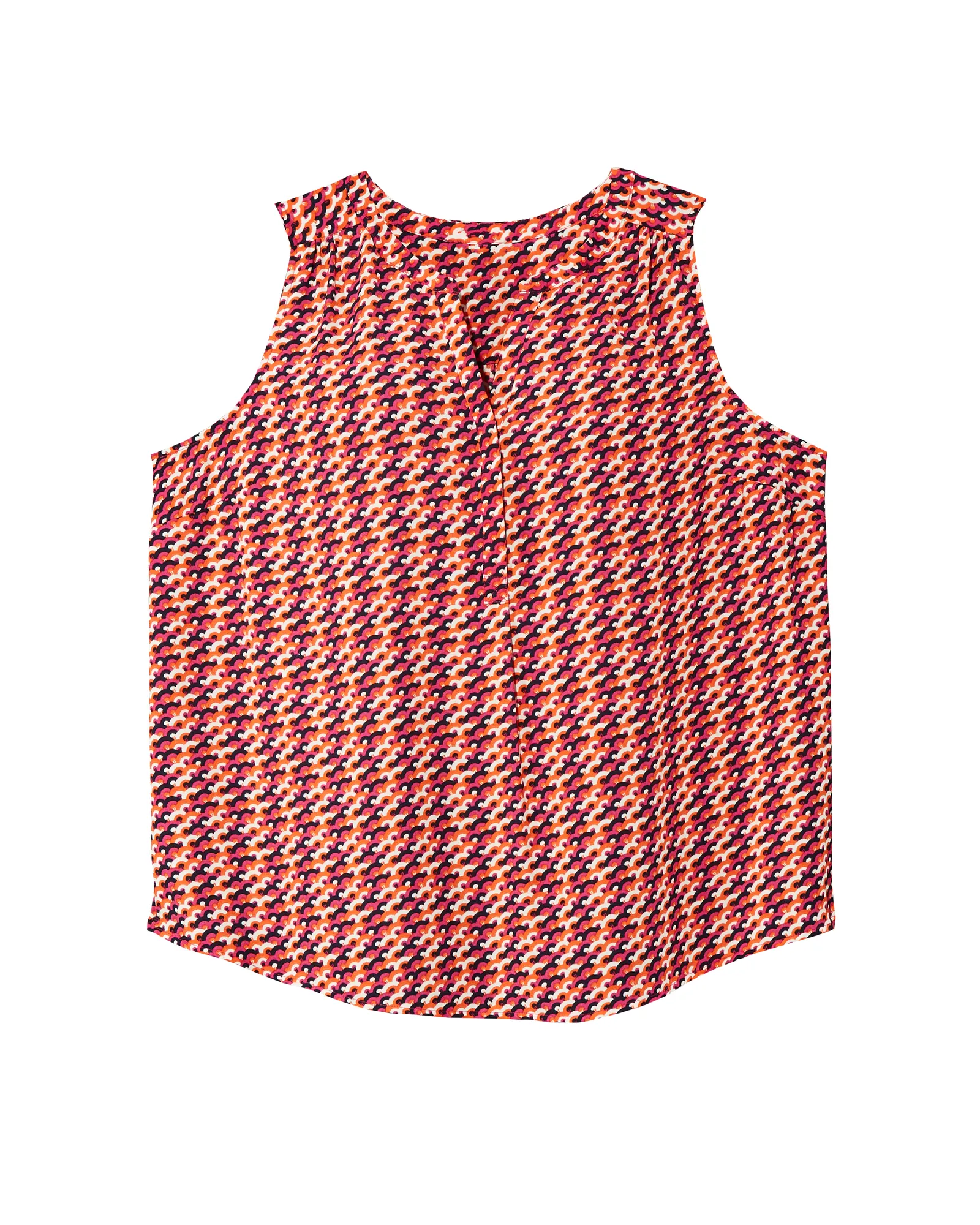 Alysson Shirred Sleeveless Blouse | Orange / Pink