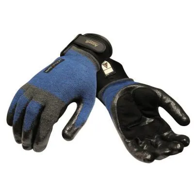 Ansell ActivARMR Heavy Laborer Gloves, Medium, Black/Blue, 97-003-9