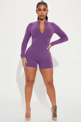 Aubrey Mineral Wash Romper - Purple