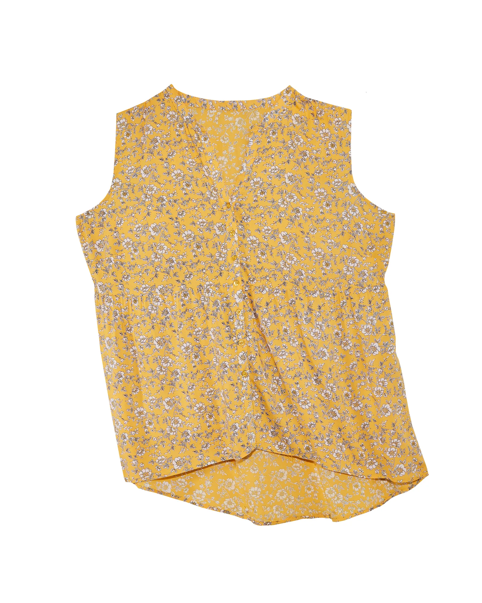 Aubrey Sleeveless Button Down Top | Yellow / White