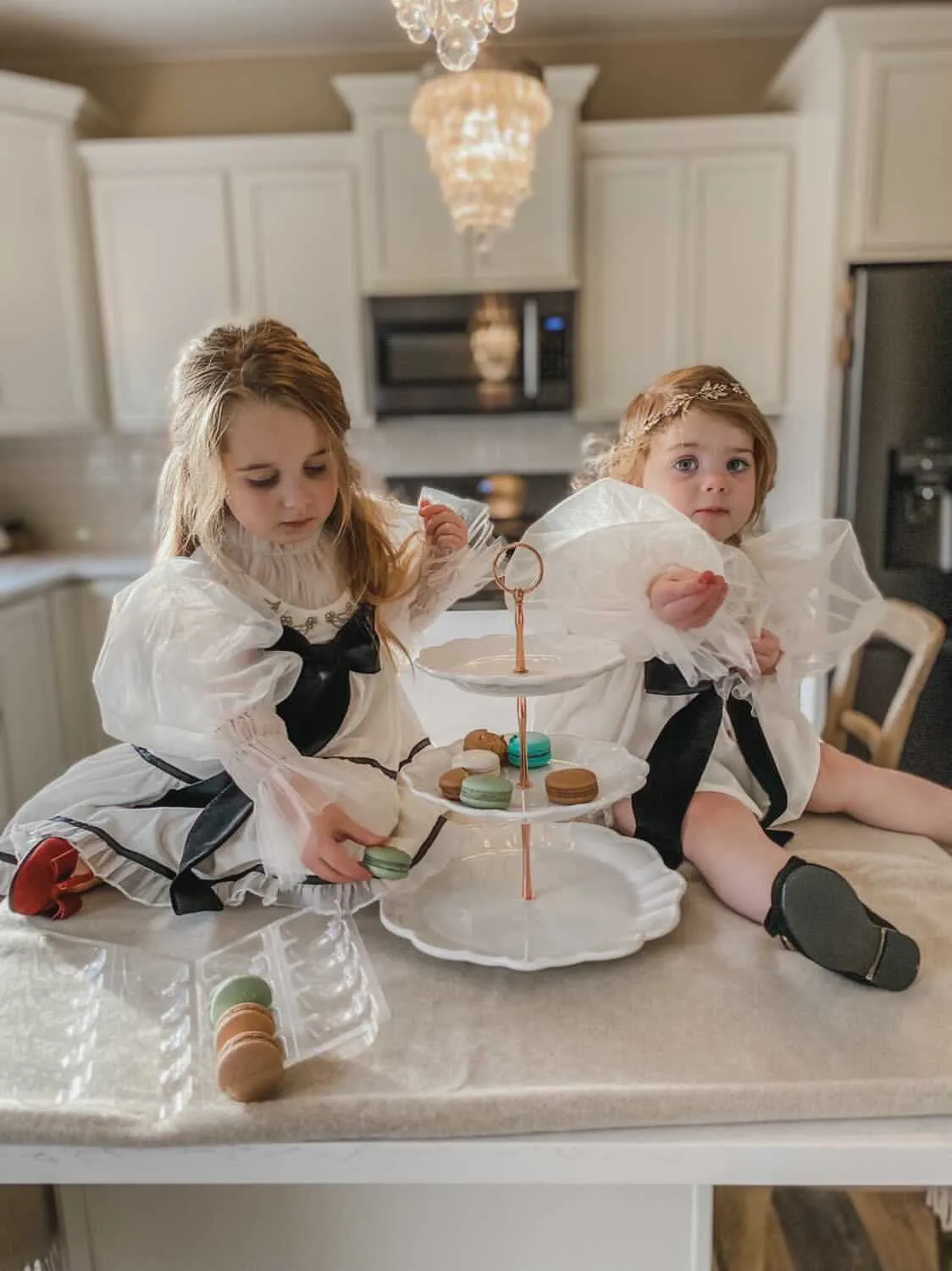 Aurora Ivory Velour Romper with Tulle Puff Sleeves