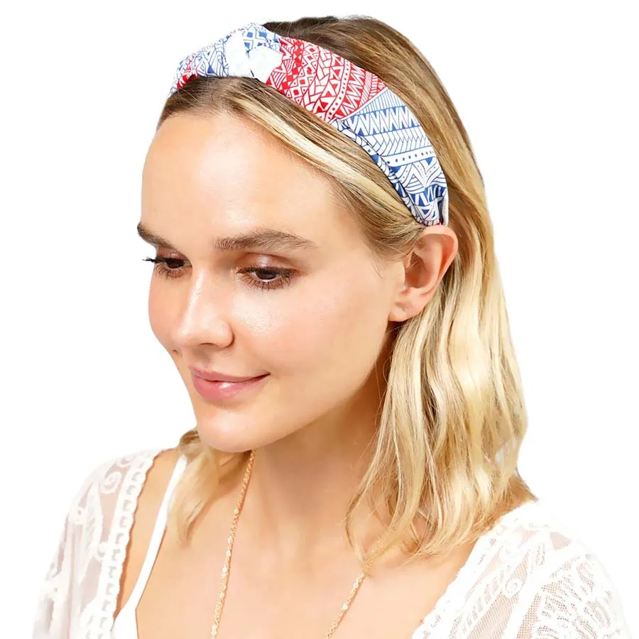 Aztec Patterned Burnout Knot Headband