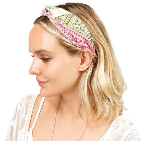 Aztec Patterned Burnout Knot Headband