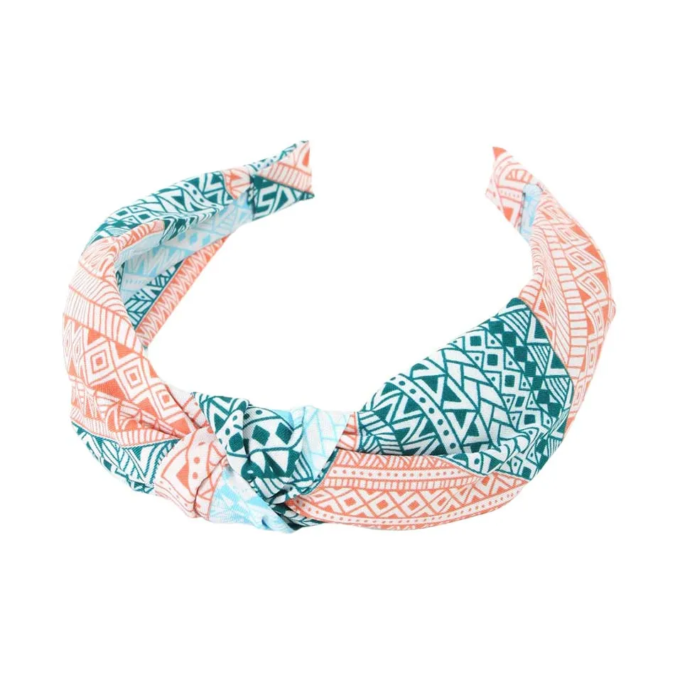 Aztec Patterned Burnout Knot Headband