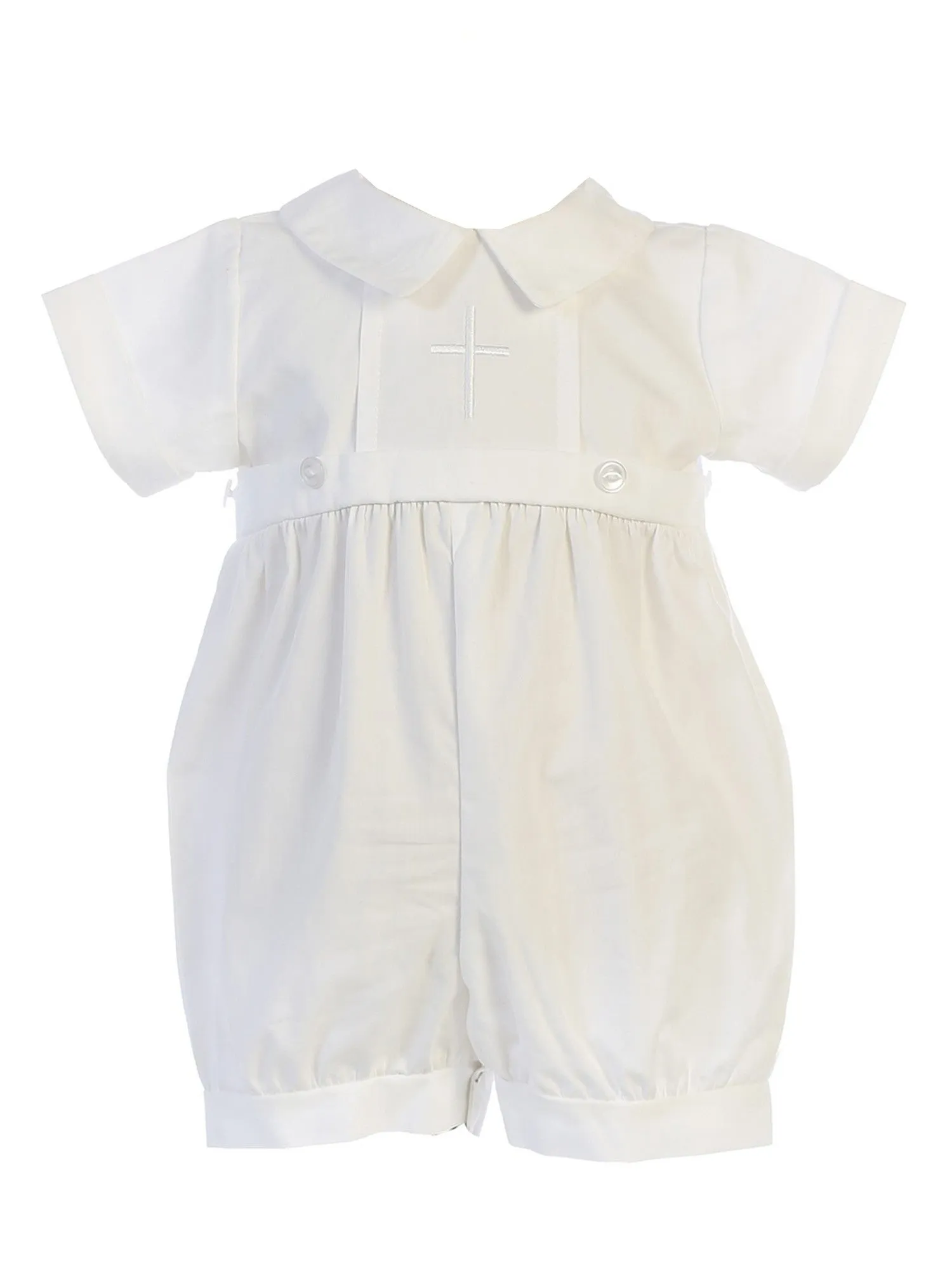 Baby Boys White Cross Detail Christening Dominic Romper 0-18M