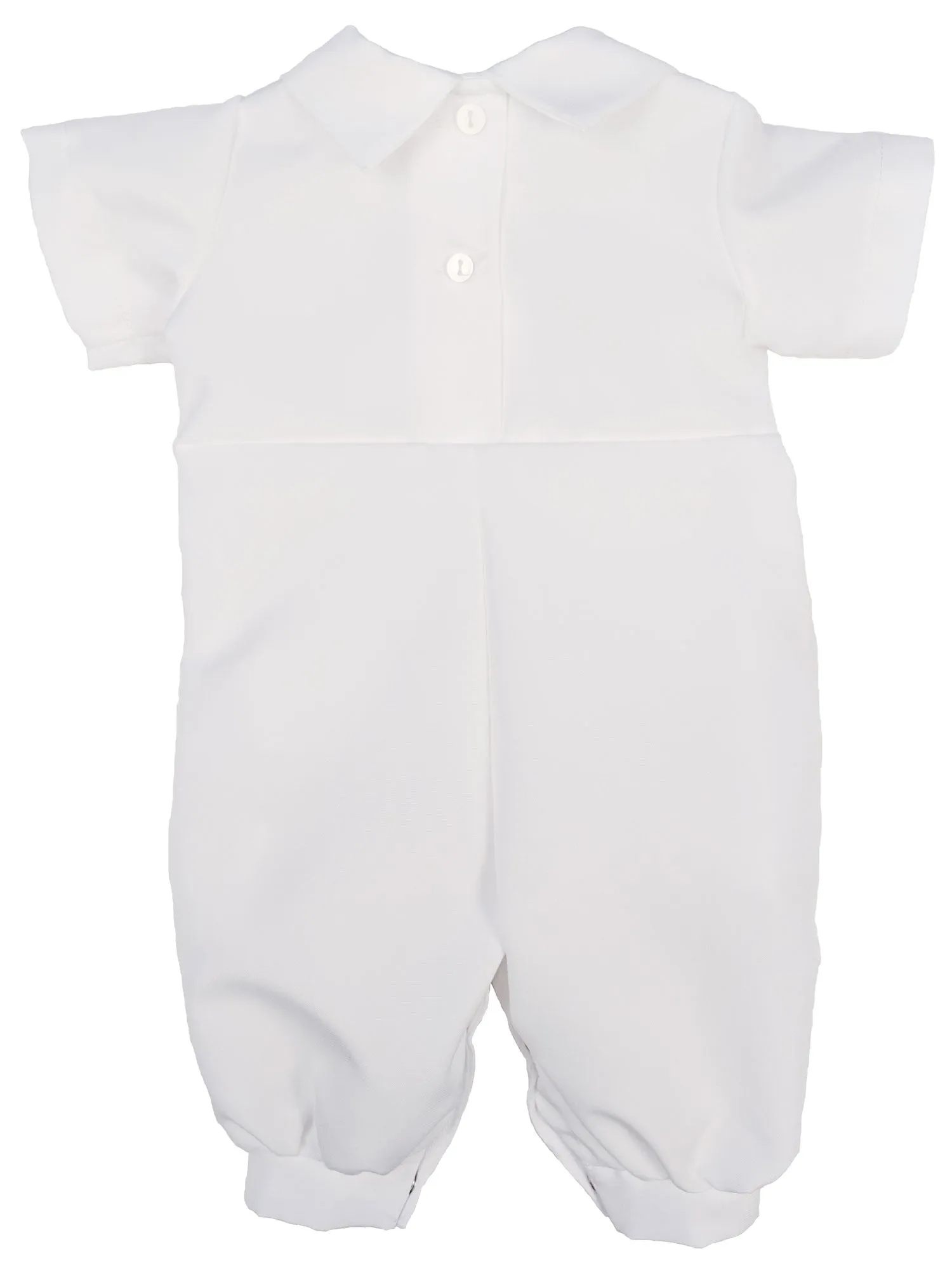 Baby Boys White Pin Tucked Short Sleeve Christening Romper Newborn-24M