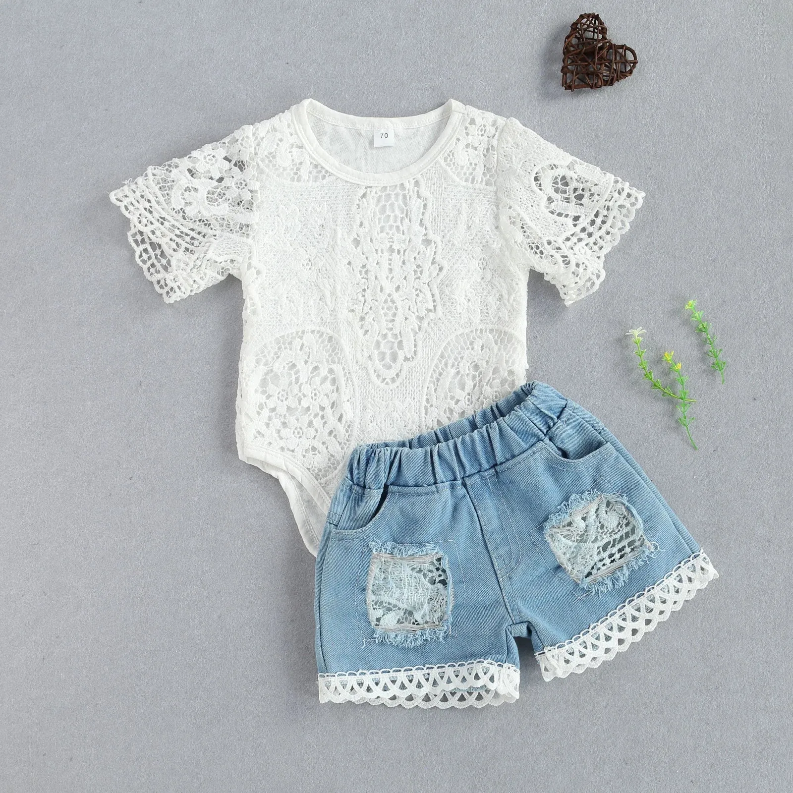 Baby Girls 2 pc Long Sleeve Lace Outfit