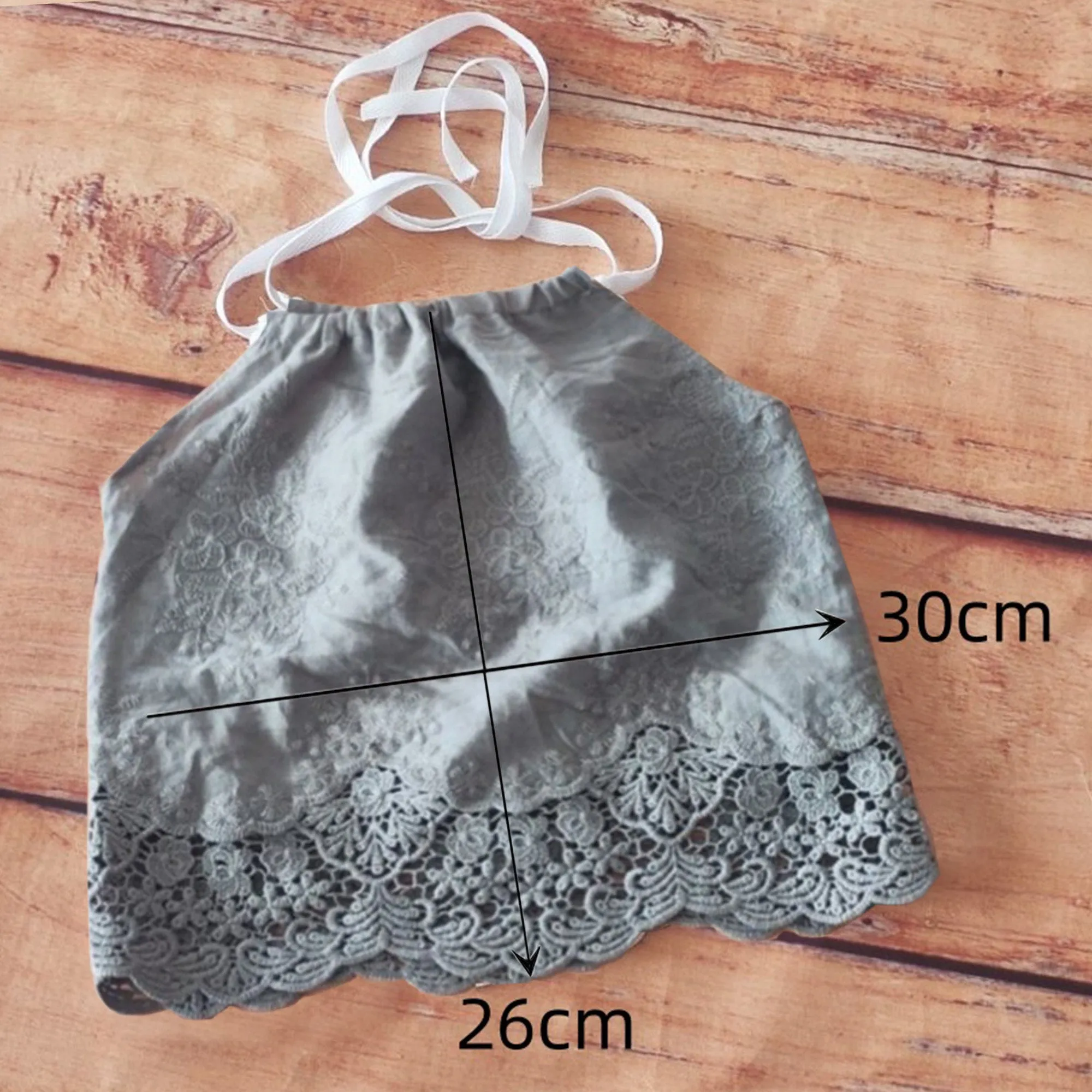 Babymoon Cotton Spaghetti Embroidery Baby Girl’s Frock Dress | Baby Photoshoot Props | Grey