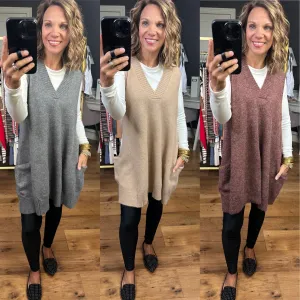 Back In Time V-Neck Tunic Sweater - Multiple Options