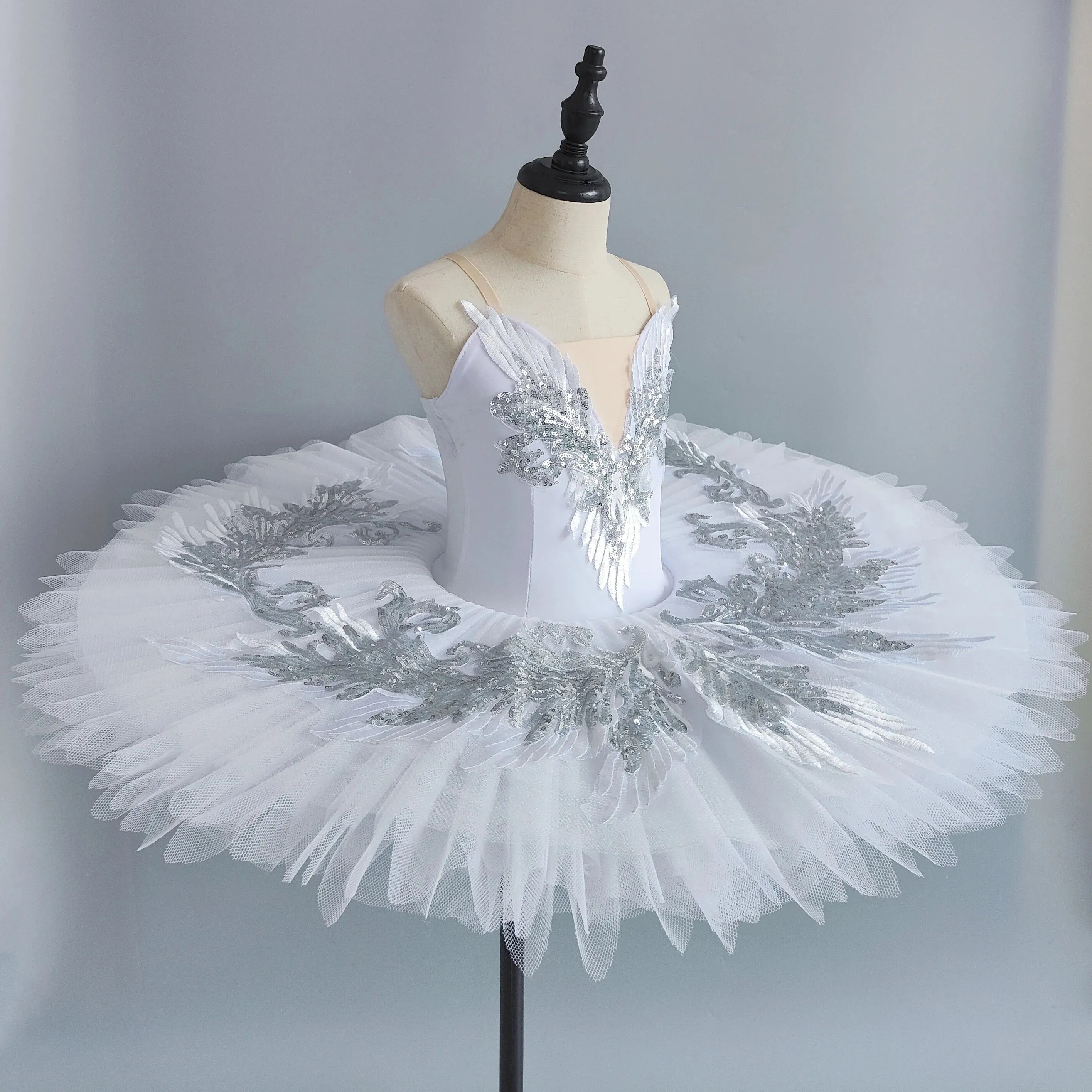 Ballet Tutu Girls White Stiff Tulle Pancake Professional Stage Costume