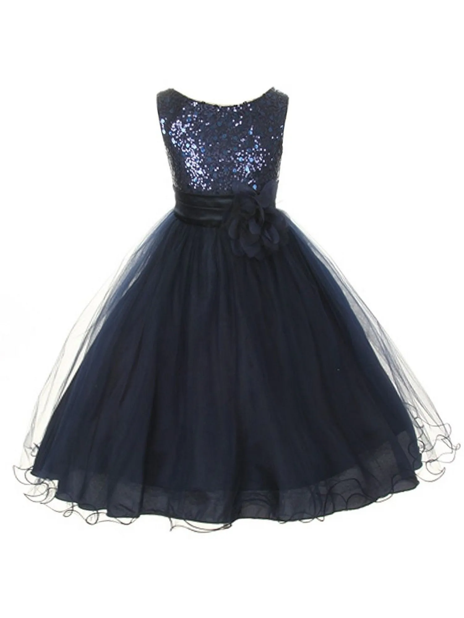 Big Girls Navy Sequin Tulle Plus Size Party Dress, Sizes 16.5-20.5