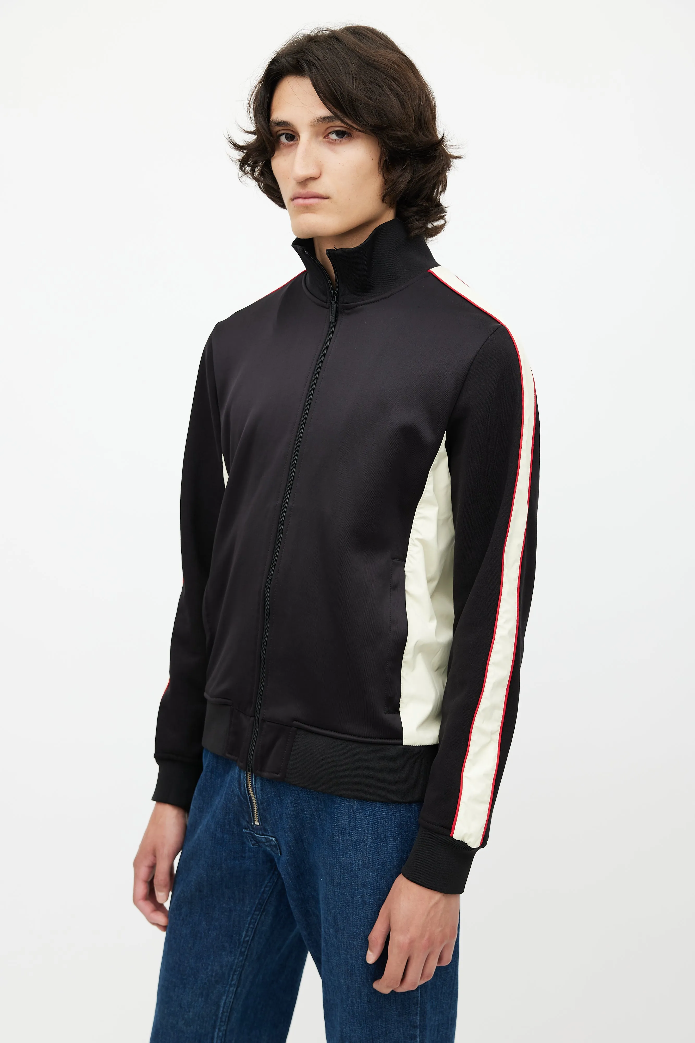 Black & Cream Stripe Track Jacket