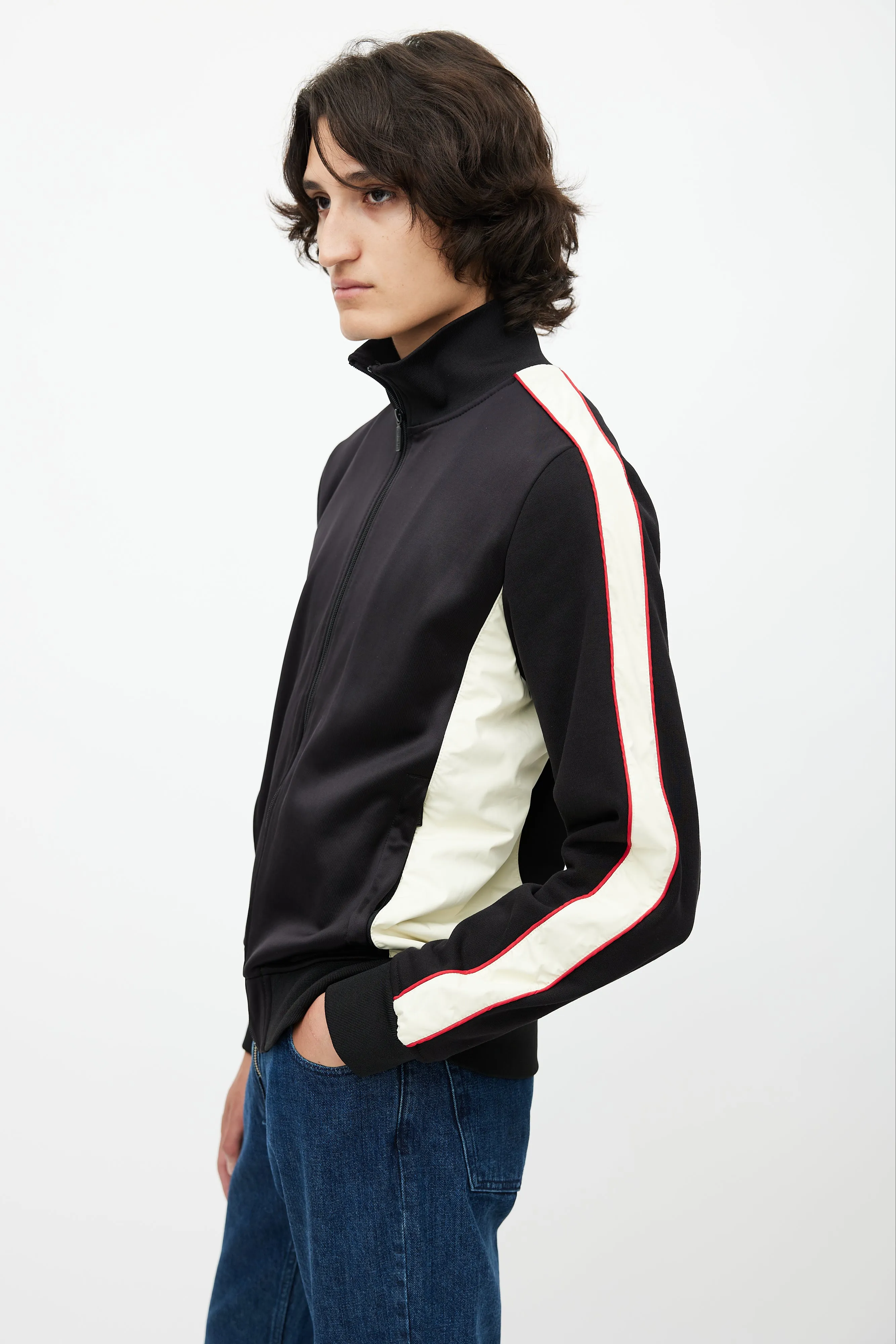 Black & Cream Stripe Track Jacket