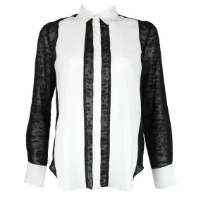 Black & White Button-Up Blouse