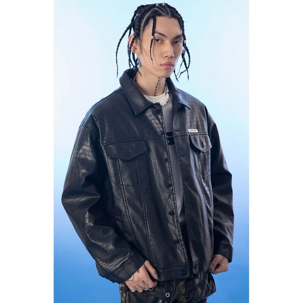 Black Leather Motorcycle Parka