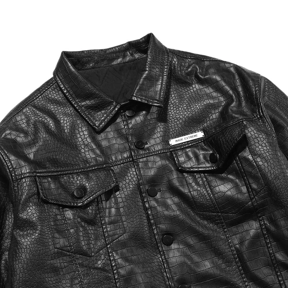 Black Leather Motorcycle Parka